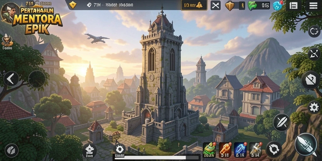 Tampilan gameplay menara pertahanan yang mendebarkan di 71H.