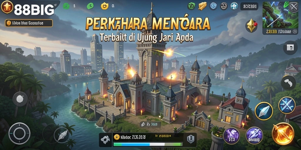 Tampilan gameplay 88BIG dengan menara pertahanan dan musuh yang menyerang.
