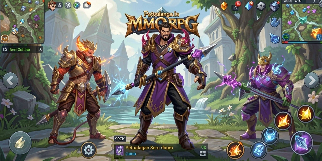 Screenshot gameplay 99ZK menampilkan aksi seru di dunia MMORPG.