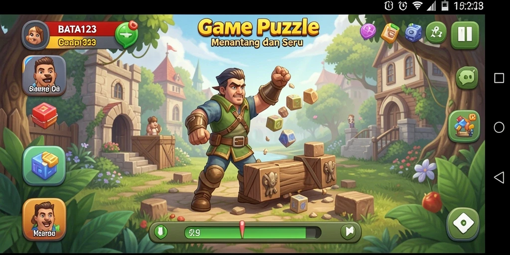 Tampilan gameplay BATA123 yang menantang dan penuh warna.