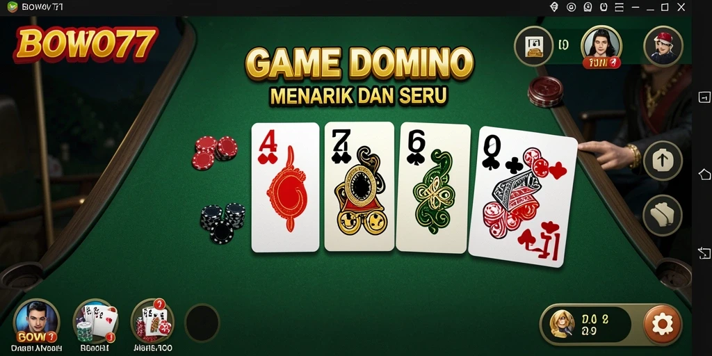 Screenshot gameplay BOWO77 yang menampilkan aksi seru permainan domino.