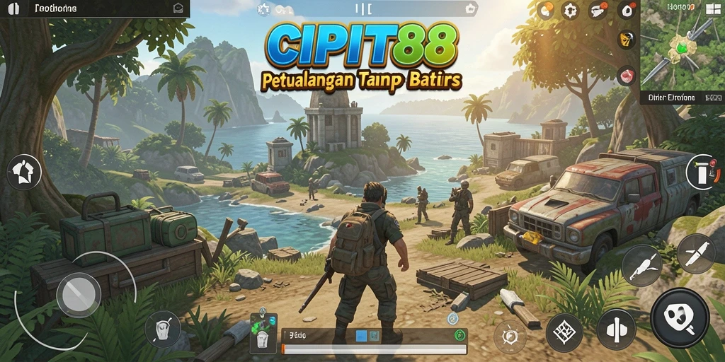Screenshot gameplay CIPIT88 menampilkan eksplorasi dunia terbuka yang luas.