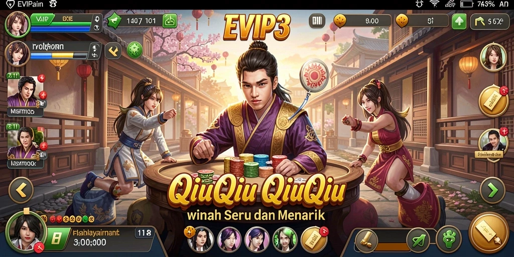 Screenshot utama EVIP3 menampilkan serunya gameplay QiuQiu.