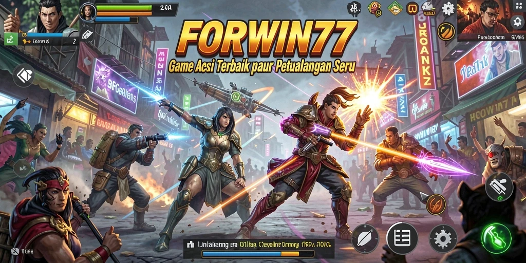 Tampilan aksi seru dalam FORWIN77 yang membuat adrenalin meningkat.