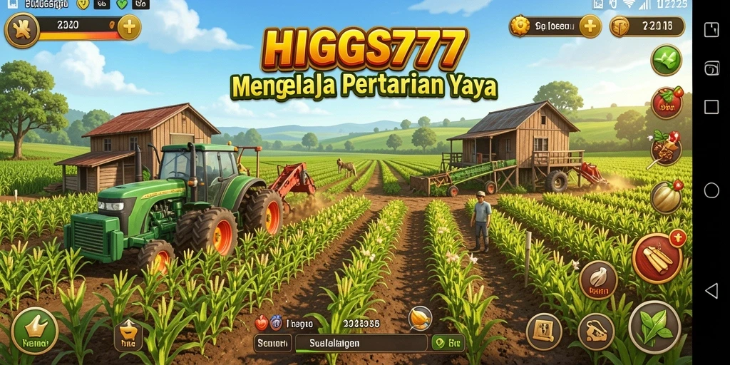 Gameplay seru HIGGS777 saat mengelola pertanian dan hewan.