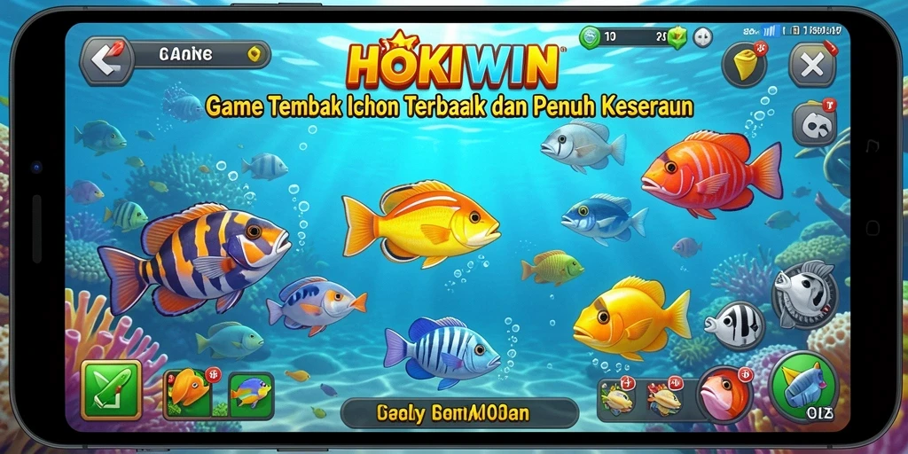 Tampilan gameplay HOKIWIN dengan grafis ikan yang berwarna-warni.