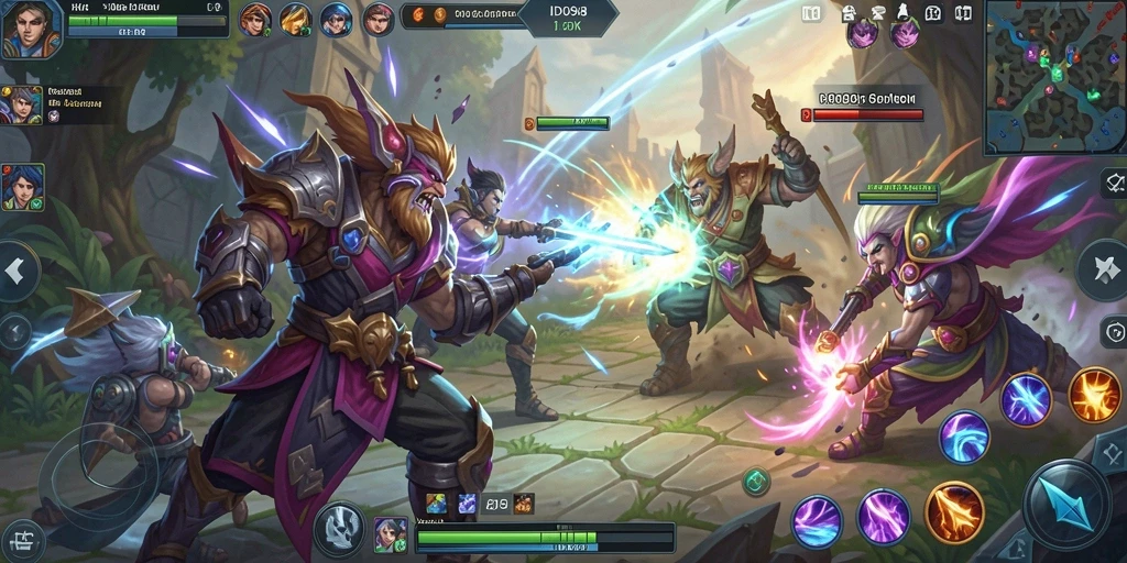 Tampilan dinamis dan pertarungan seru di ID098 MOBA.