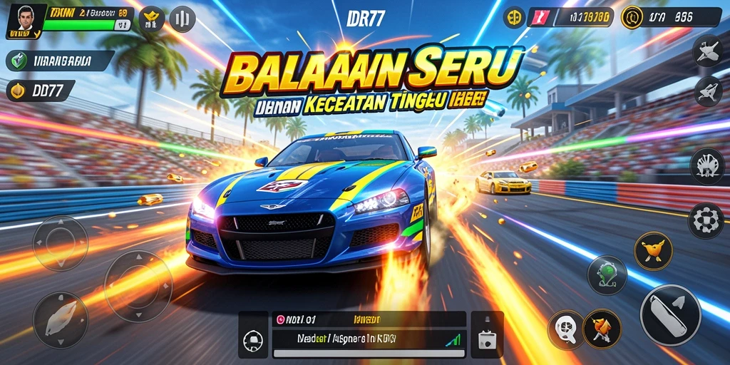 Tampilan seru dari balapan IDR77 dengan kendaraan berkecepatan tinggi.