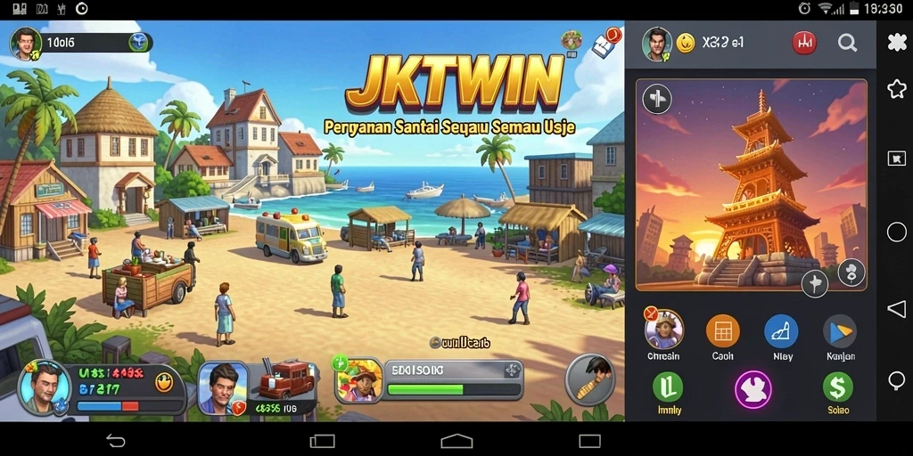 Tampilan gameplay JKTWIN yang ceria dan menghibur.