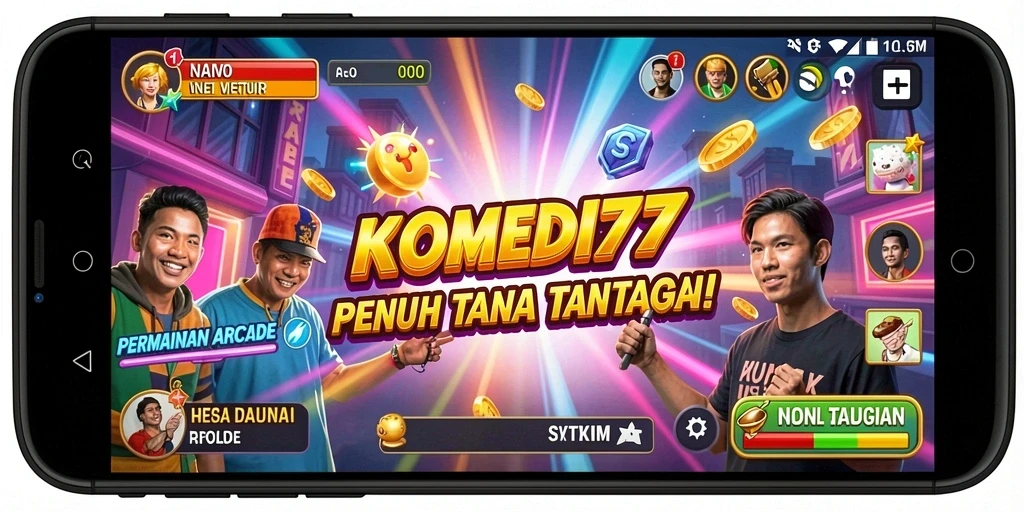 Tampilan gameplay <strong>KOMEDI77</strong> yang penuh warna dan menyenangkan.