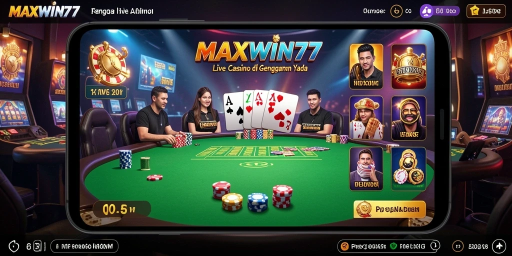 Tampilan gameplay Live Casino yang mendebarkan dari MAXWIN77.