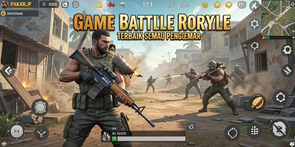 Screenshot PAKARJP menampilkan aksi mendebarkan di arena Battle Royale.