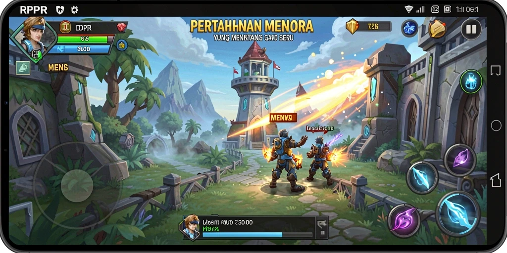 Tampilan gameplay RPRR dengan aksi Tower Defense yang seru.