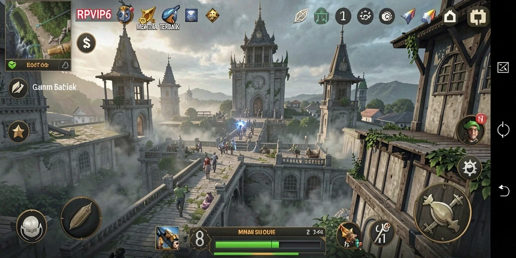 Tampilan gameplay Tower Defense RPVIP6 yang menegangkan dan strategis.