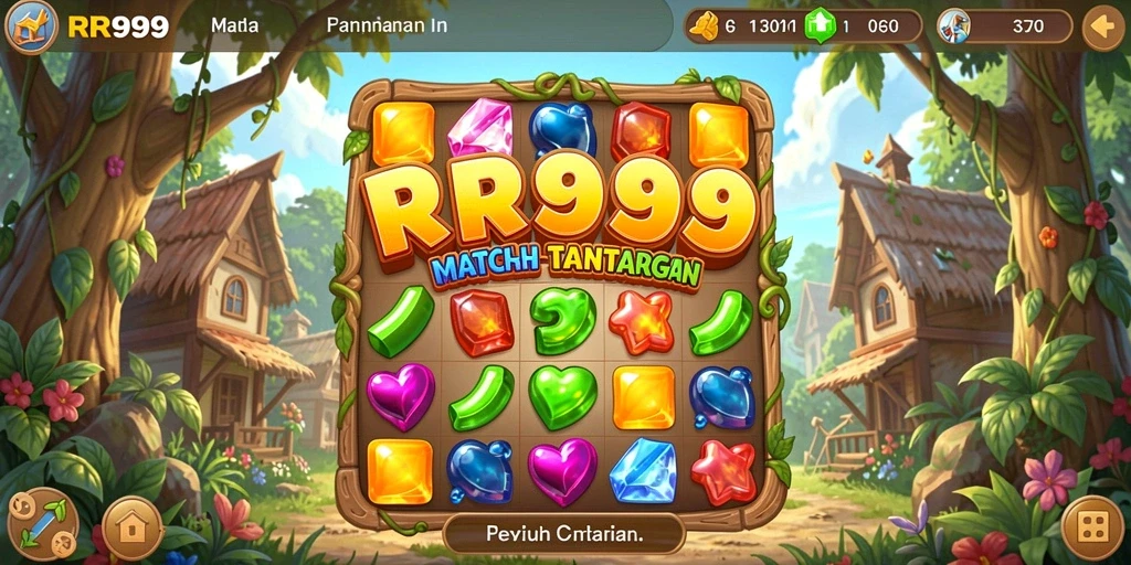 Screenshot gameplay RR999 menampilkan aksi Match-3 seru dan menantang.