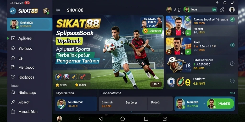 Tangkapan layar SIKAT88 menunjukkan antarmuka aplikasi sportsbook yang menarik.