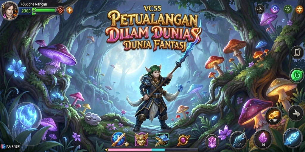 Tangkapan layar utama VC55 menampilkan aksi seru dalam pertarungan RPG.