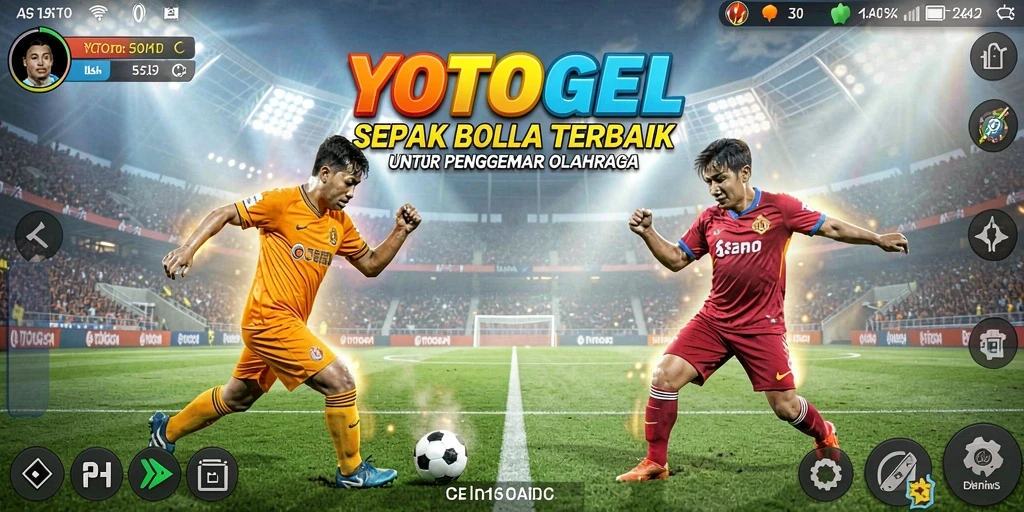 Screenshot gameplay YOTOGEL dengan aksi sepak bola yang mendebarkan.
